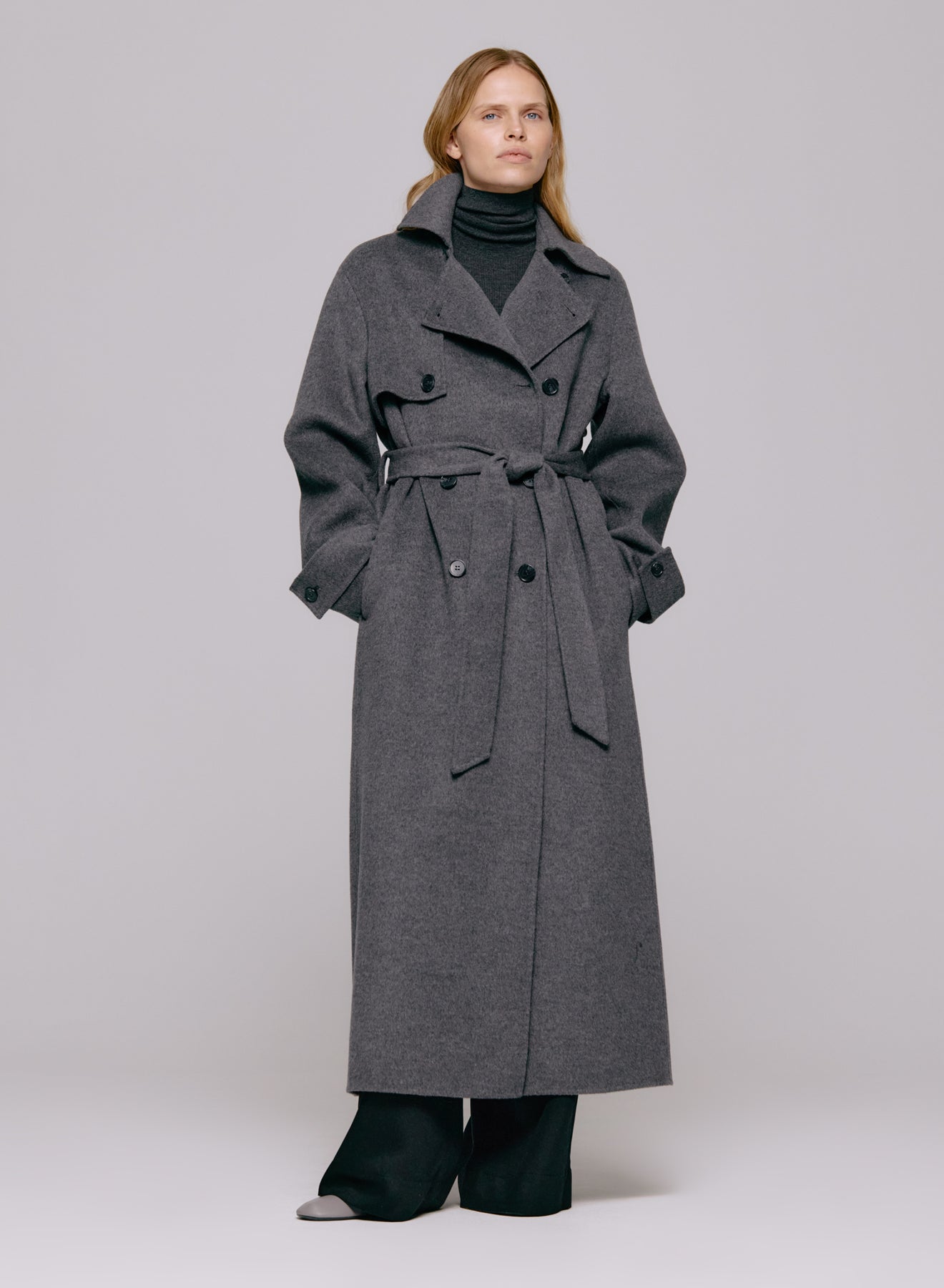 Thale Ulltrenchcoat - Gråmelerad
