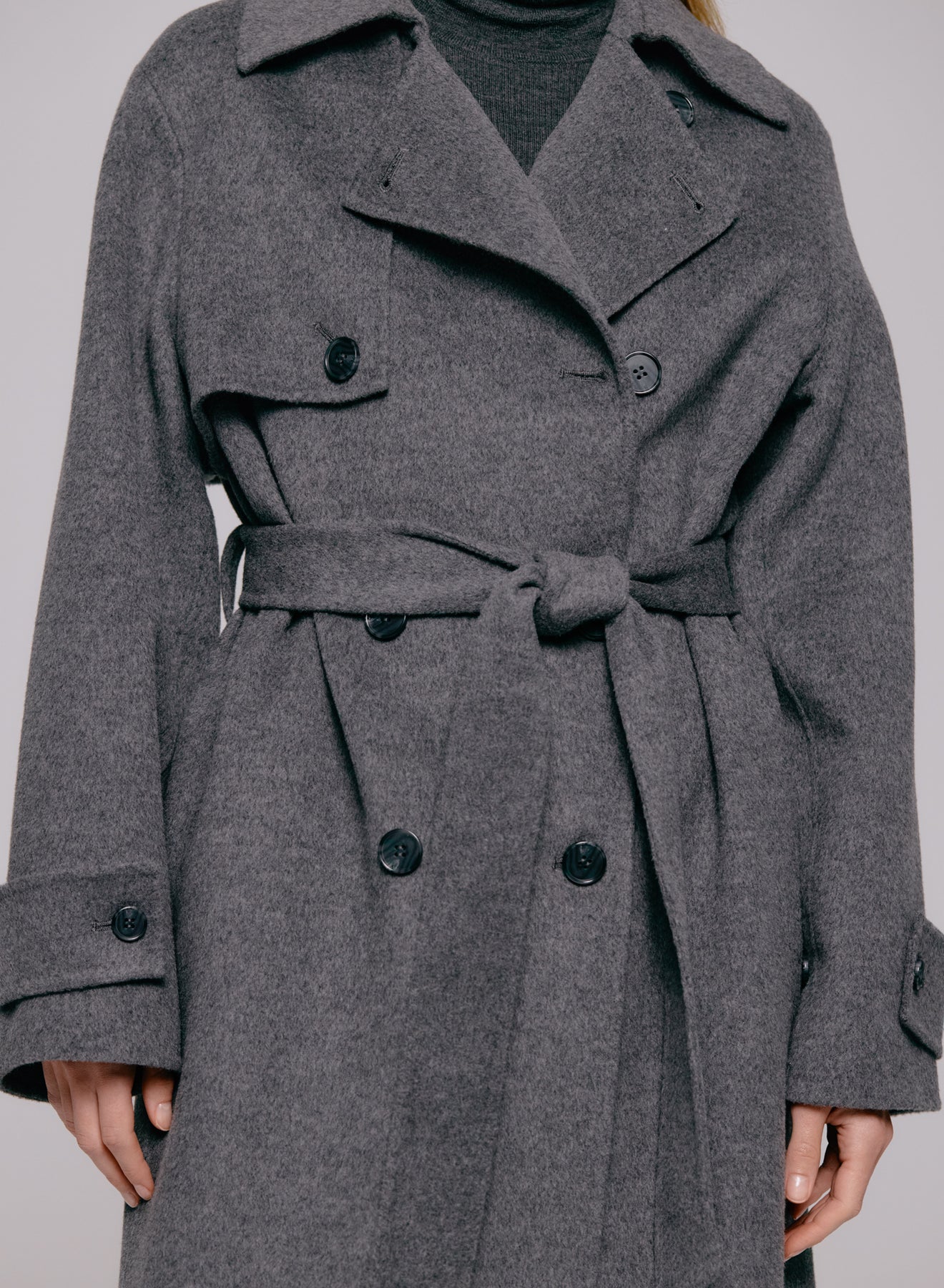 Thale Ulltrenchcoat - Gråmelerad