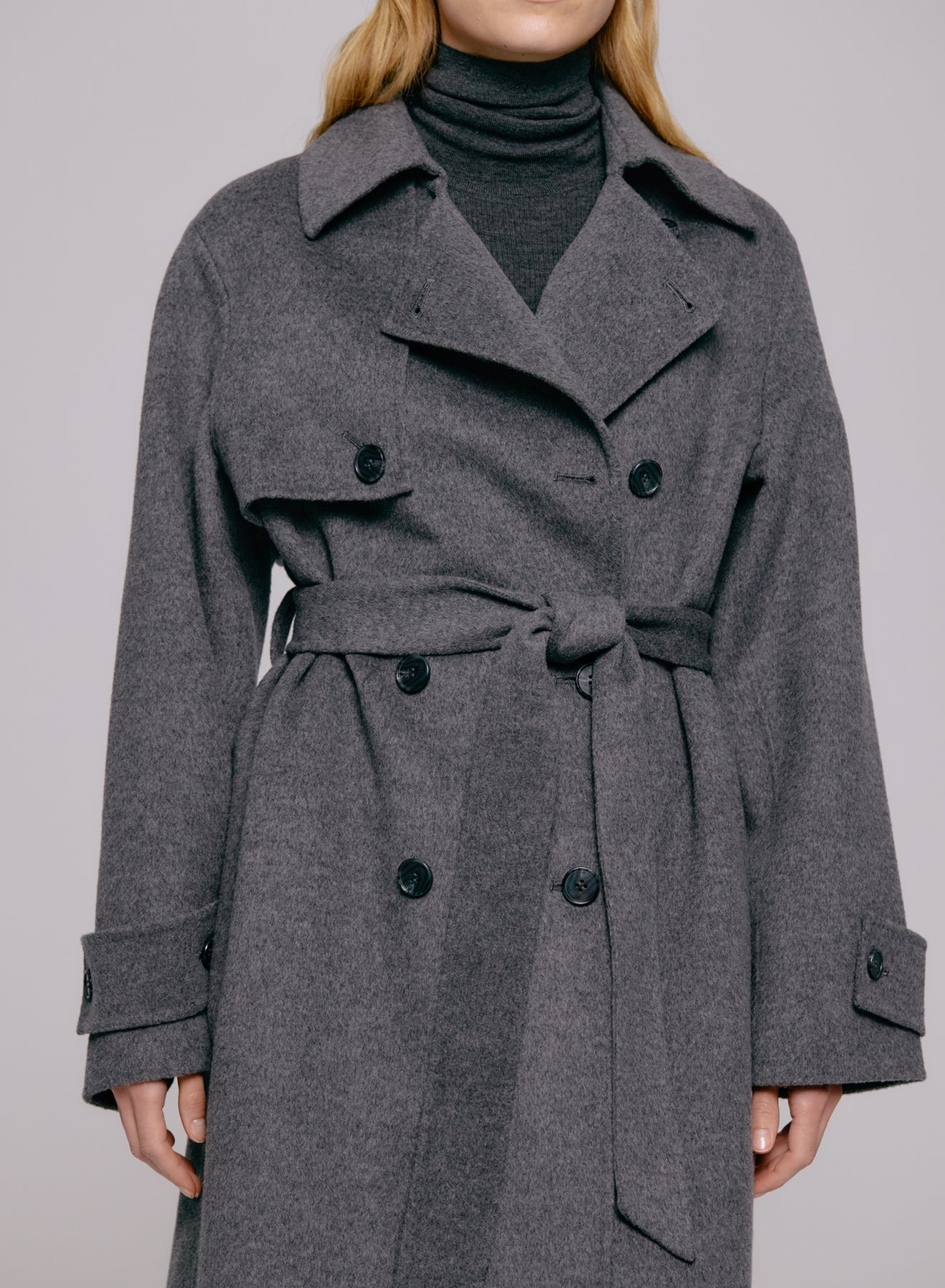 Thale Ulltrenchcoat - Gråmelerad