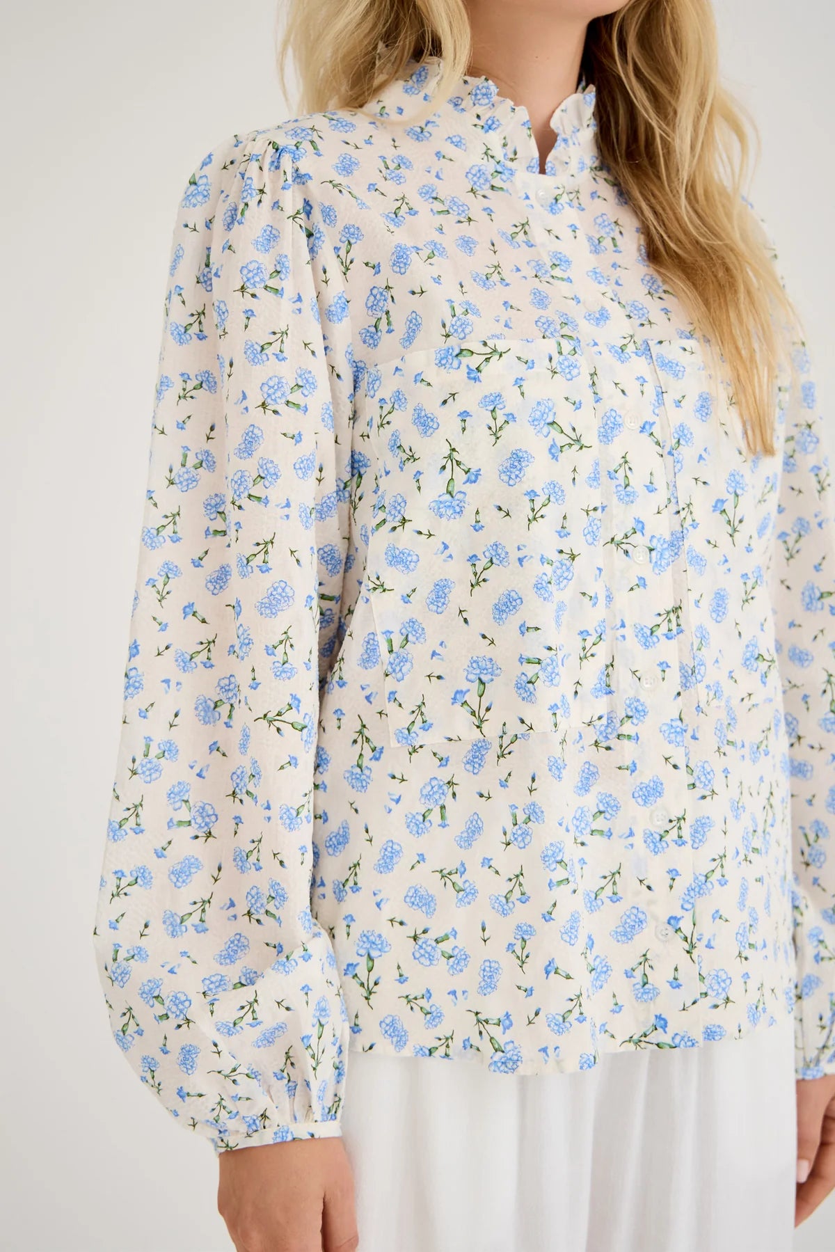 Tiffany Skjorta - White/Blue