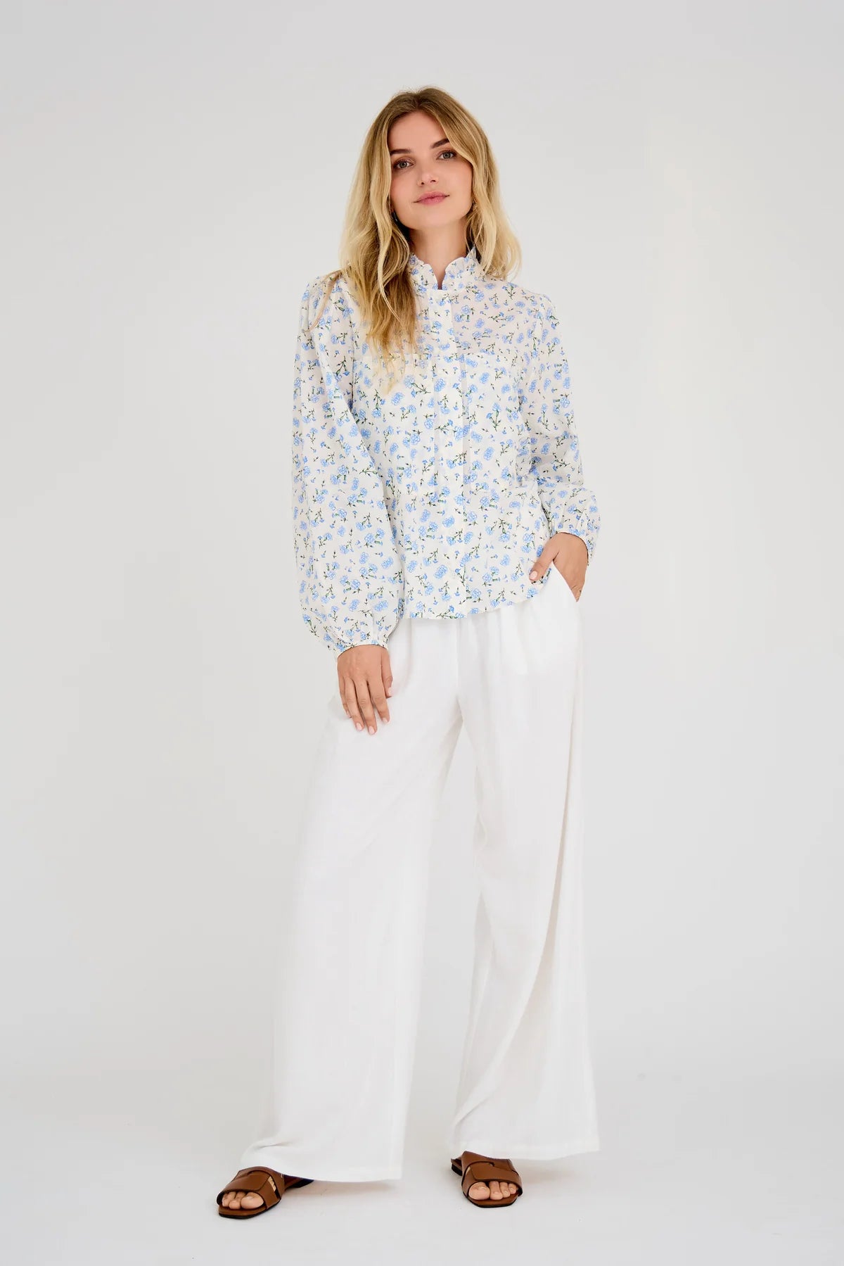 Tiffany Skjorta - White/Blue