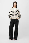 Mooring Cardigan - Black Barley Stripe