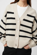 Mooring Cardigan - Black Barley Stripe