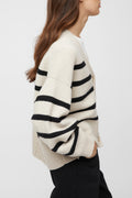 Mooring Cardigan - Black Barley Stripe