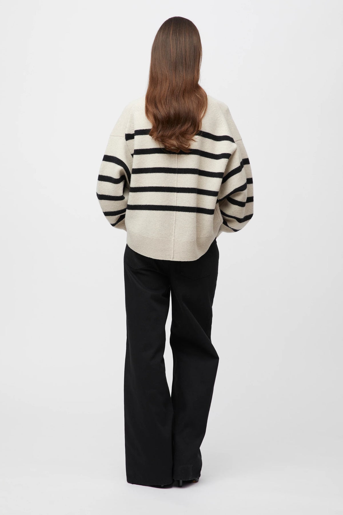 Mooring Cardigan - Black Barley Stripe