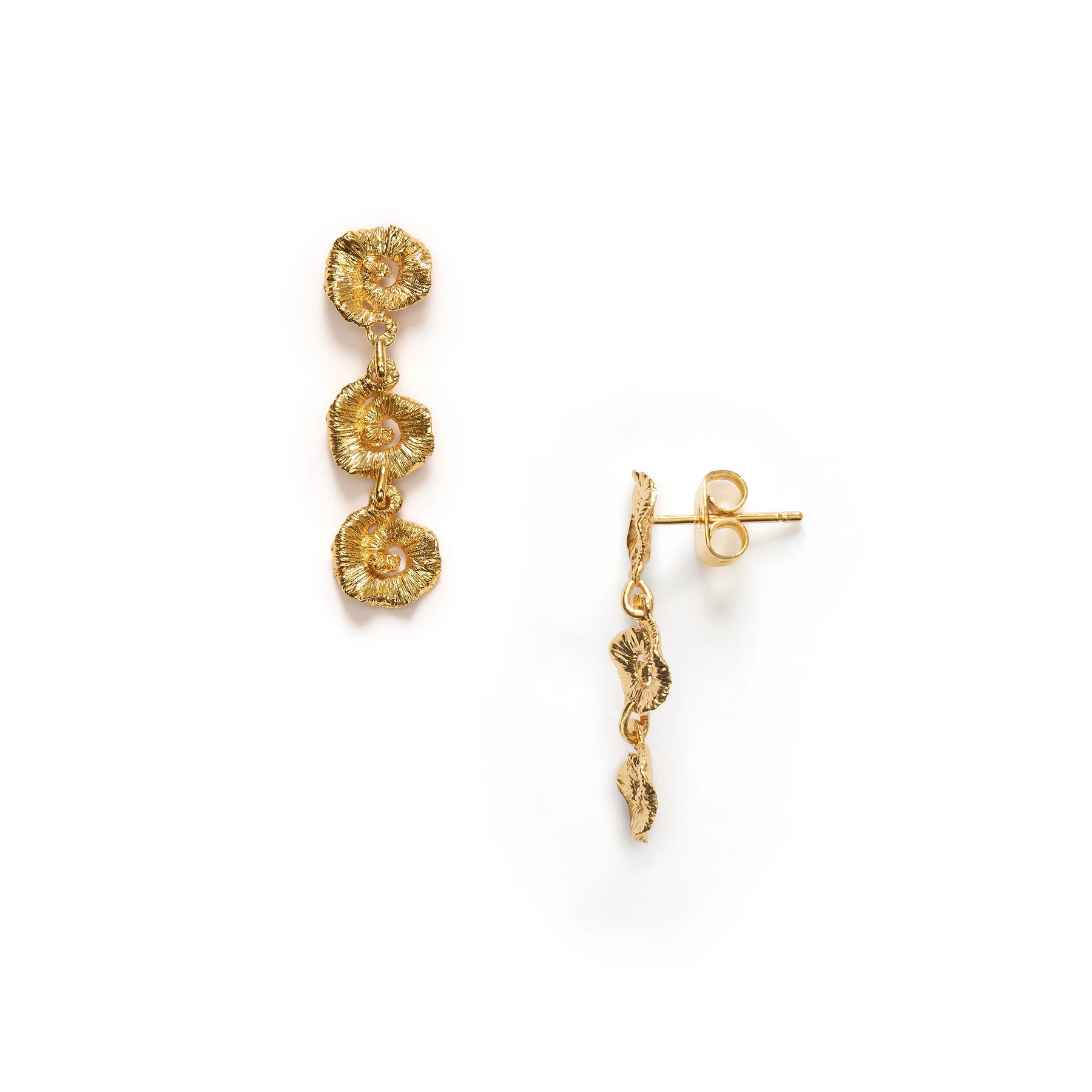 Triple Sun Earrings - Guld