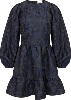 Svanhild Brocade Floral Dress - Dark Navy