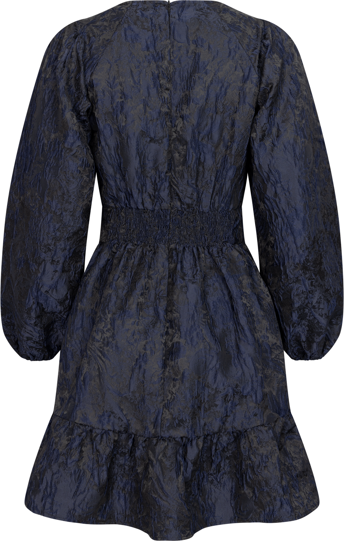 Svanhild Brocade Floral Dress - Mörkblå