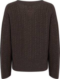 Cathrine Cashmere Cable Knit Sweater - Dark Brown