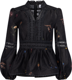 Aliah Garden Blouse - Black Garden Art