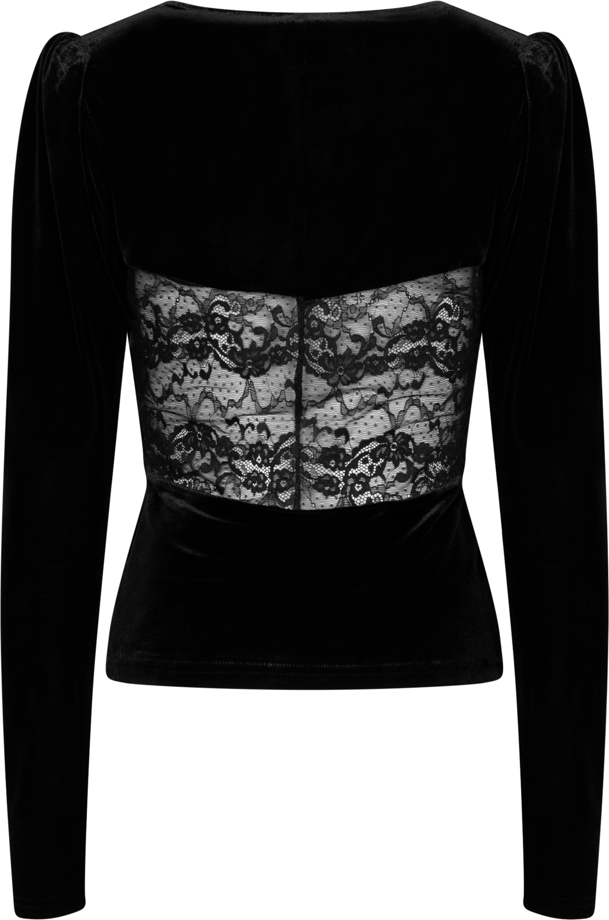 Viola Lace Velour Top - Svart