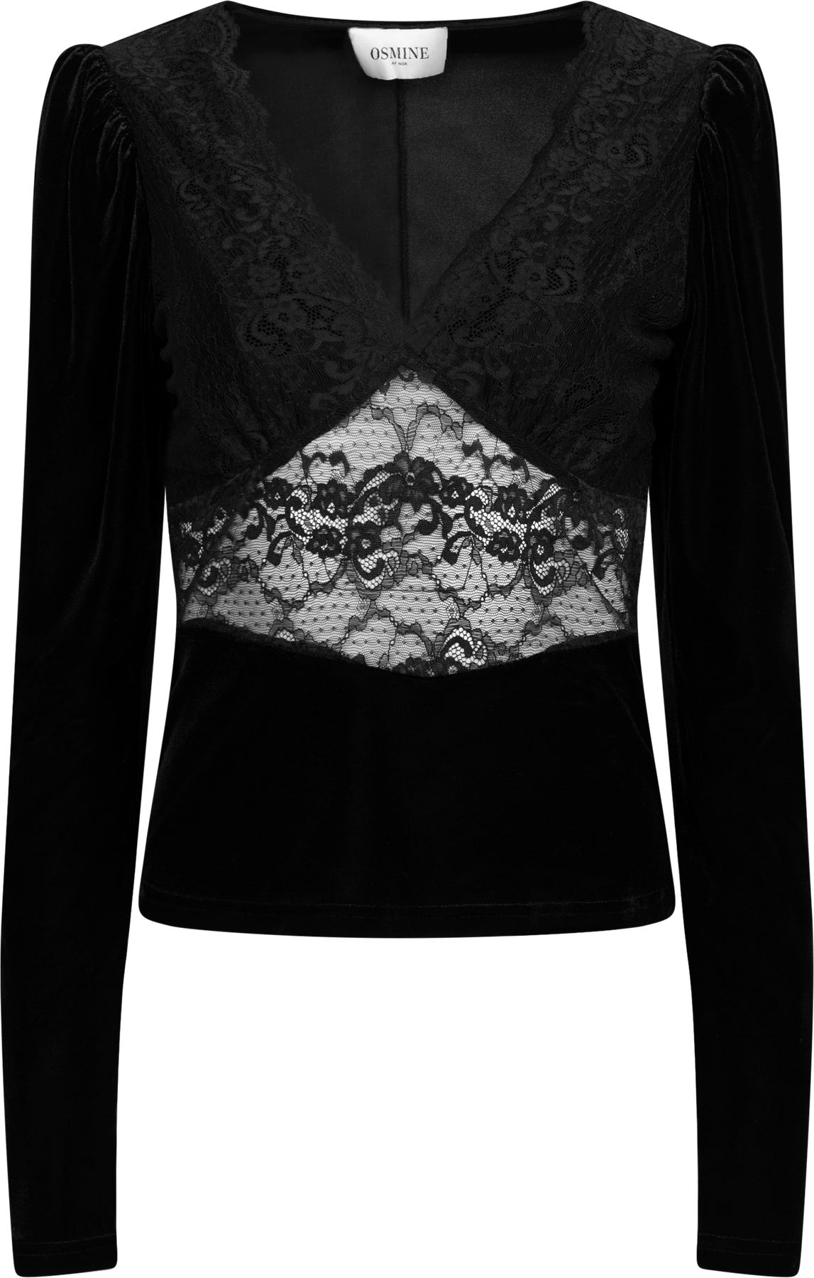Viola Lace Velour Top - Svart
