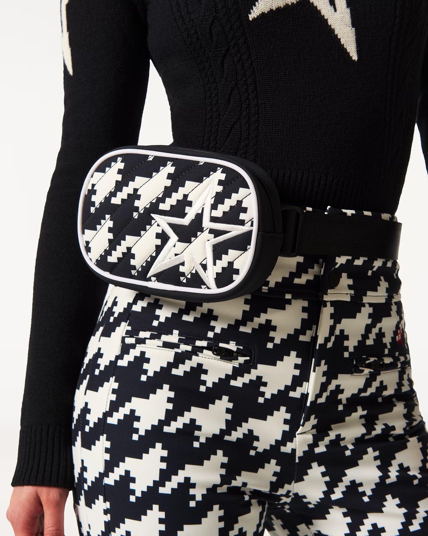 Star Bum Bag - Svartvitt Hundtandsmönster