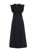 Shiva Sleeveless Ruffled Midi Dress - Svart