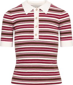 Marte Ss Polo Knit - Creme/Pink