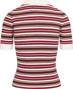 Marte Ss Polo Knit - Creme/Pink