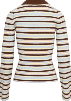 Marte Ls Stripe Polo - Brown/Blue