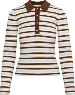 Marte Ls Stripe Polo - Brown/Blue