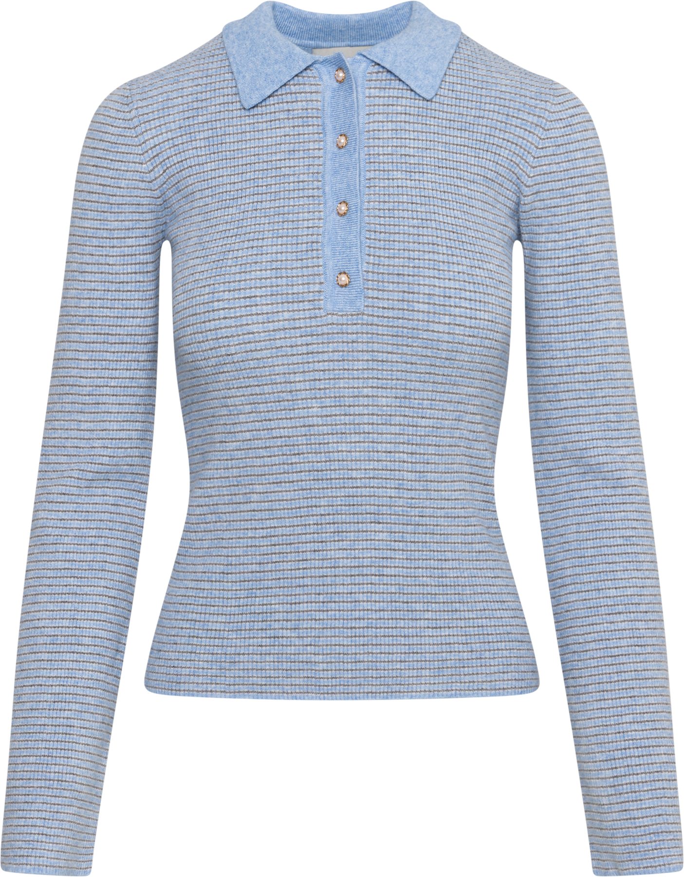 Marte Ls Mini Stripe Polo - Blå
