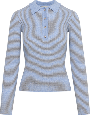 Marte Ls Mini Stripe Polo - Blue