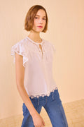 Effie Flutter Sleeve Top - Pristine
