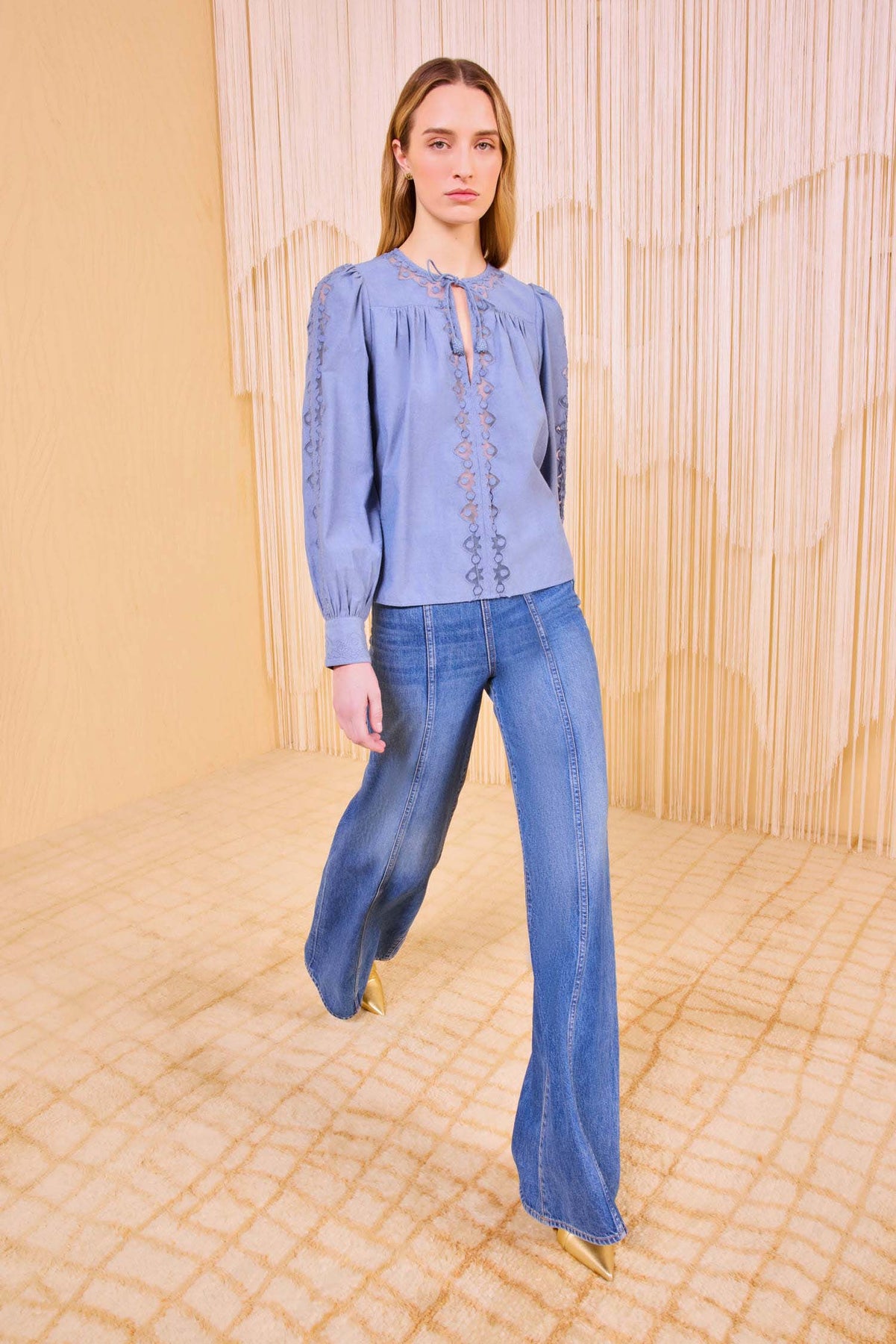 Kady Long Sleeve Blus - Chambray