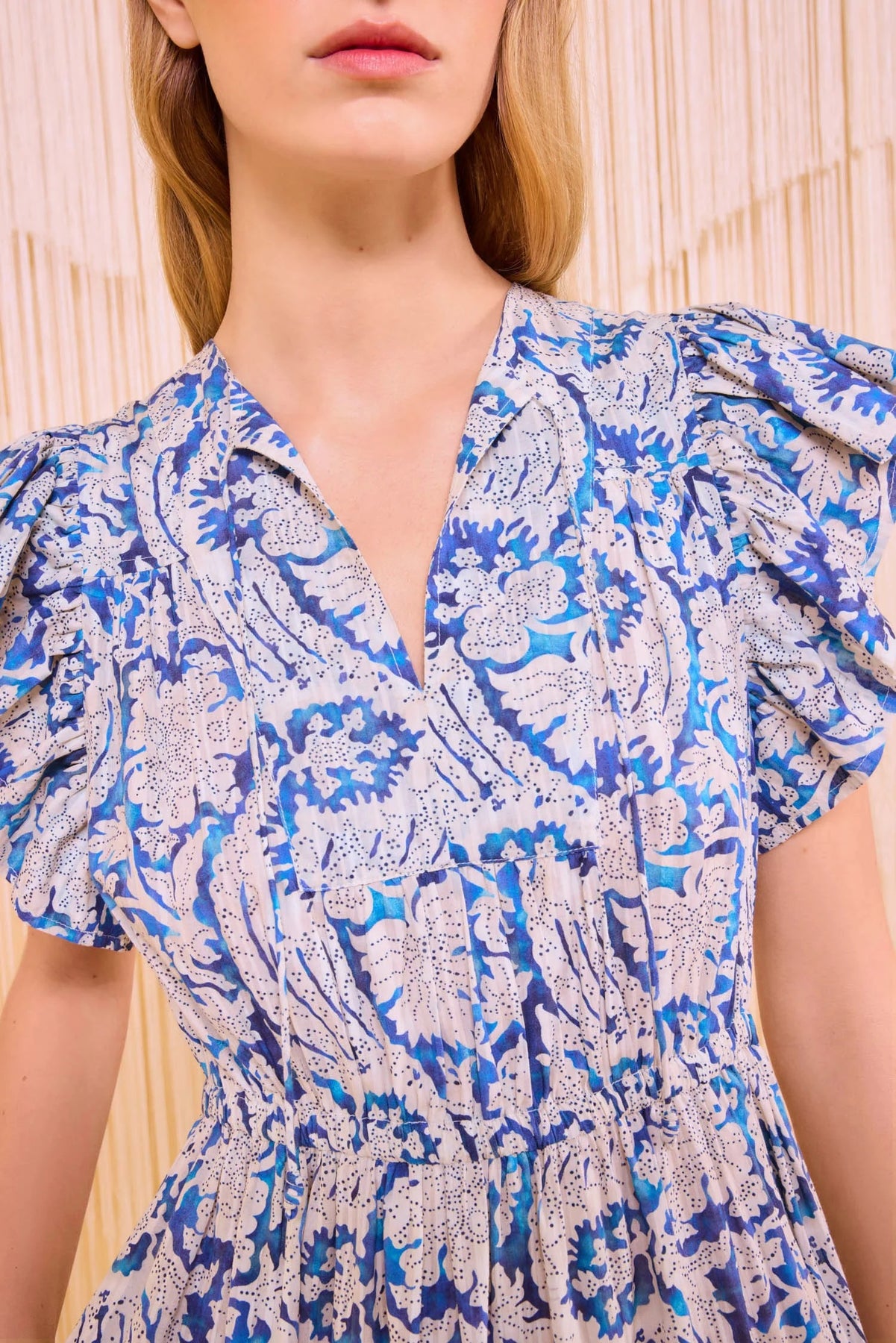 Kairi Flutter Sleeve Midi Dress - Ciel