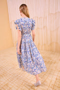 Kairi Flutter Sleeve Midi Dress - Ciel