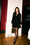 Jade Wave Sequins Solid Dress - Black