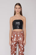 Crop PU Top - Black