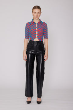 PU Straight Pants - Black