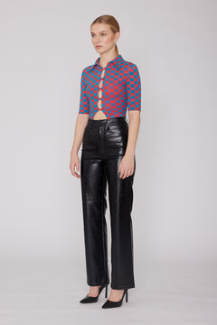 PU Straight Pants - Black