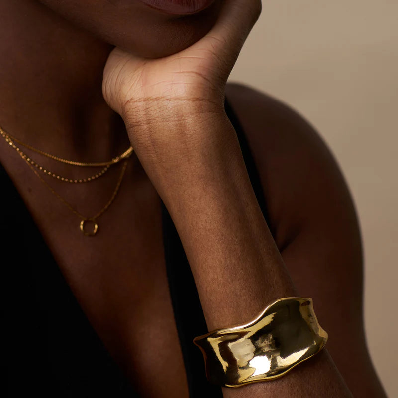 Statement Organic Molten Metal Cuff - Pale Gold