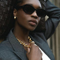 Textured Jumbo Link Halsband - Pale Gold