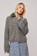 Florie Zip Knit Sweater - Winter Grey