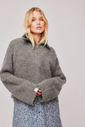 Florie Zip Knit Sweater - Winter Grey