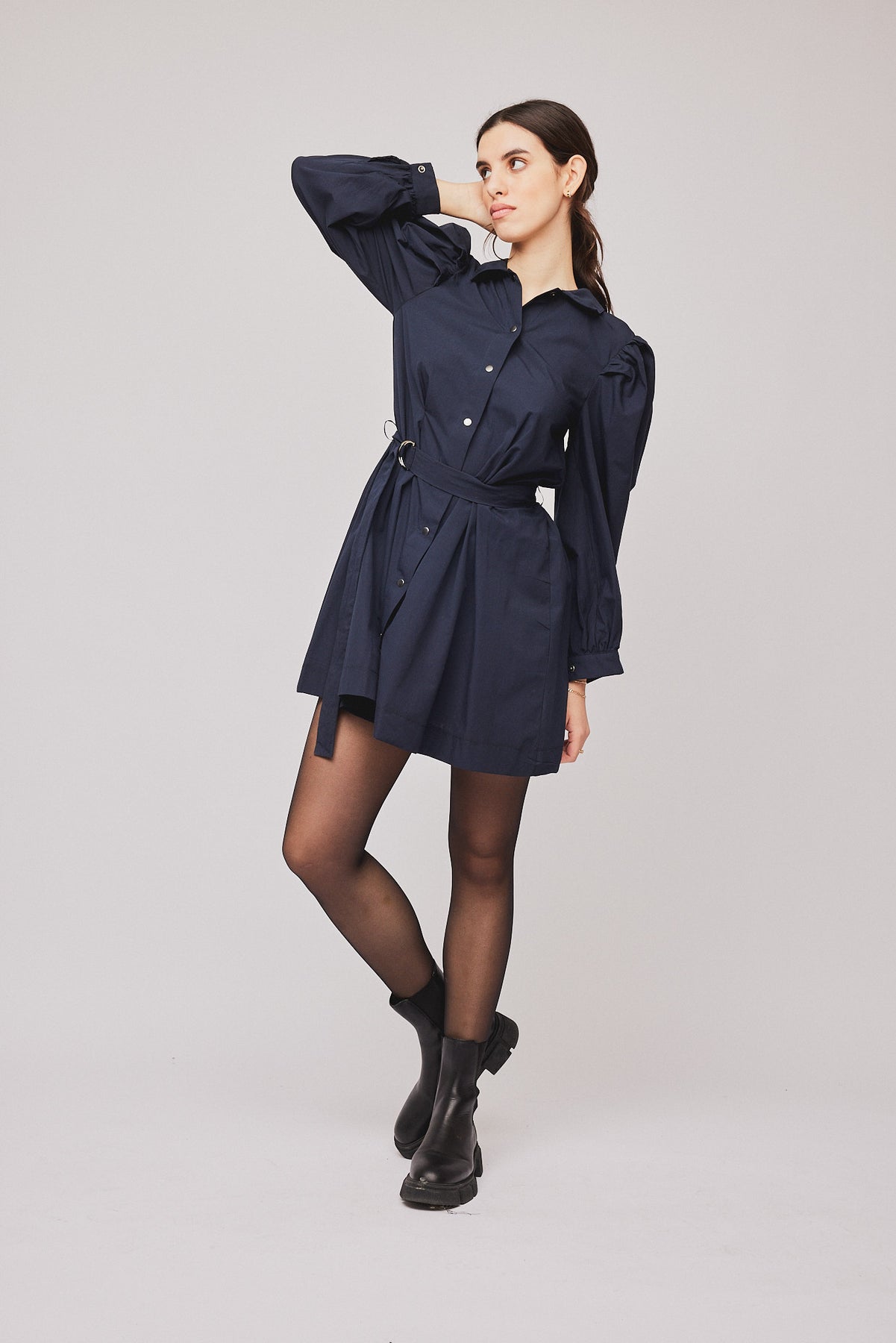 Forever Button Dress - Sky Captain