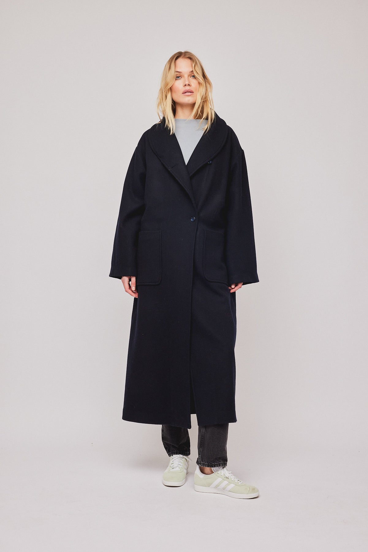 Amber Long Coat - Vulcan Blue