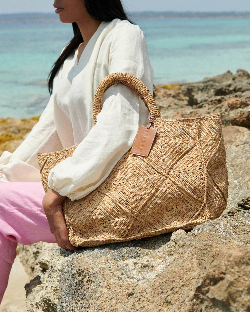 Sunset Bag Large - Tan Crochet
