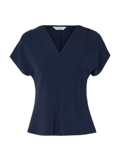 Tenny Ss V-Neck Gathered Top - Dark Sapphire