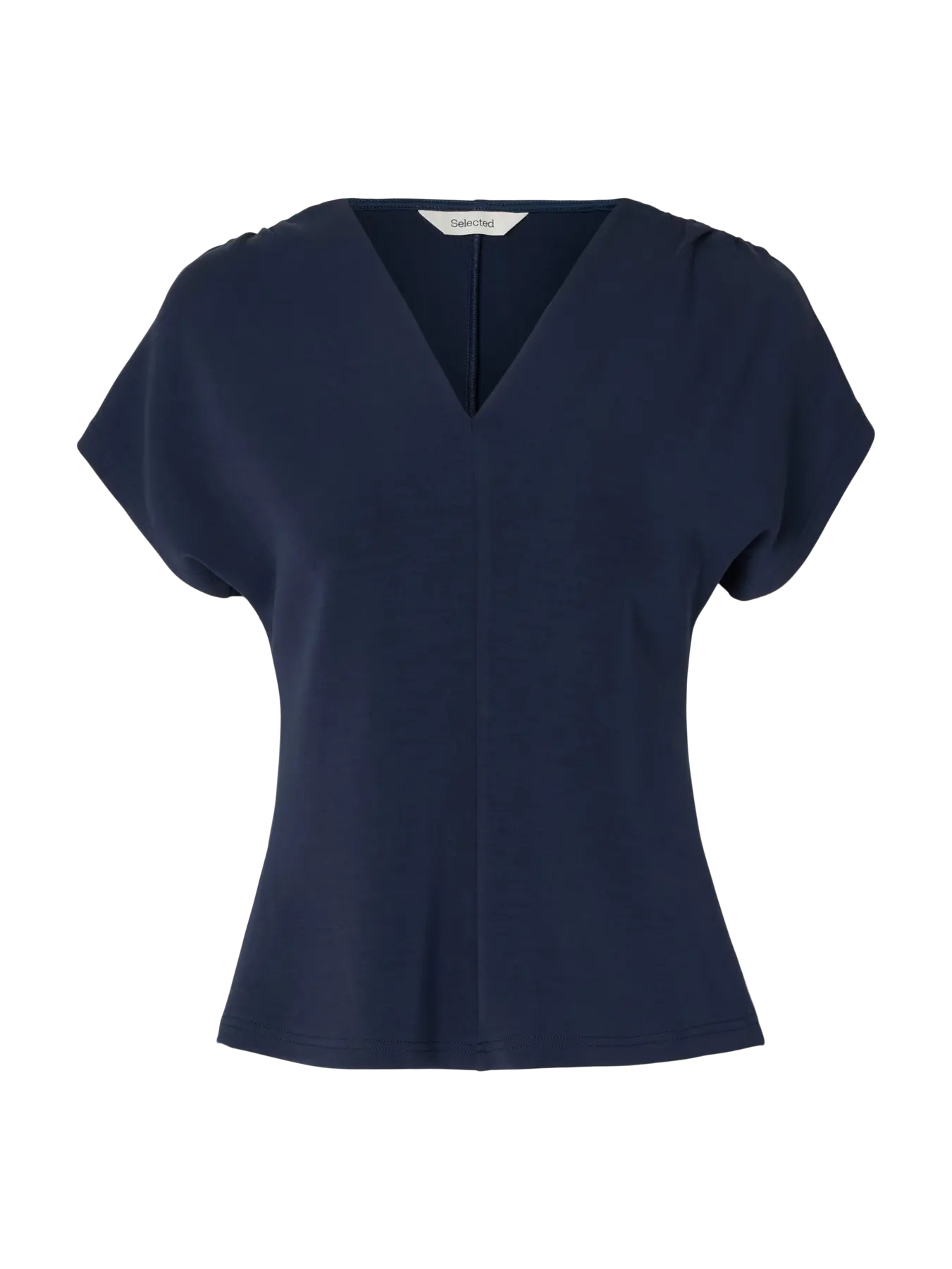Tenny Ss V-Neck Gathered Top - Dark Sapphire