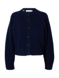 Nora Short Ls Knit O-Kofta - Dark Sapphire