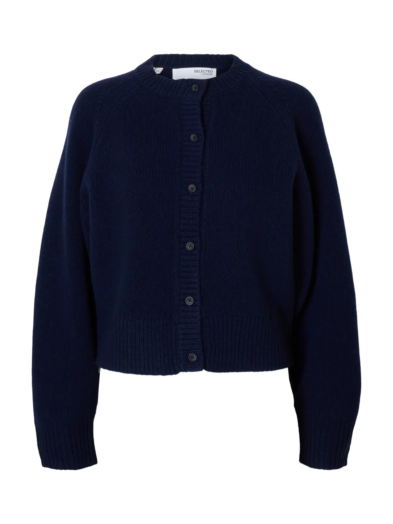 Nora Short Ls Knit O-Kofta - Dark Sapphire