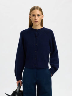Nora Short Ls Knit O-Cardigan - Dark Sapphire