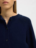 Nora Short Ls Knit O-Kofta - Dark Sapphire