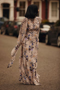 Valerie Open Back Silk Blend Maxi Dress - Fall Blooms