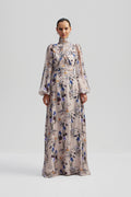 Valerie Open Back Silk Blend Maxi Dress - Fall Blooms