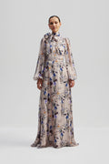 Valerie Open Back Silk Blend Maxi Dress - Fall Blooms