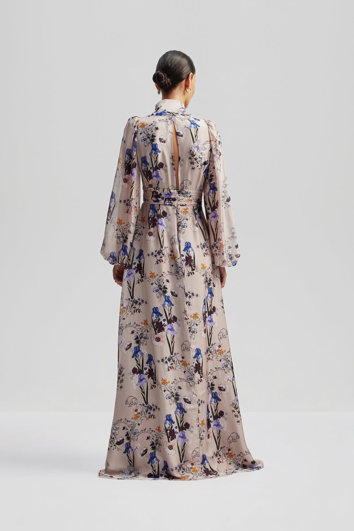 Valerie Open Back Silk Blend Maxi Dress - Fall Blooms