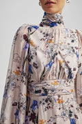 Valerie Open Back Silk Blend Maxi Dress - Fall Blooms